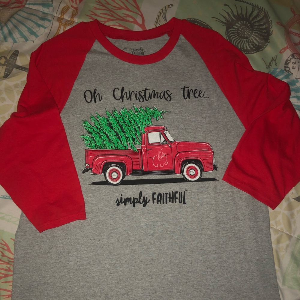 Simply Faithful baseball T style like New
